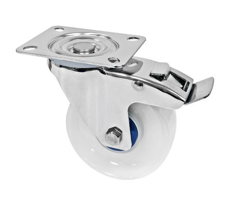 کار متوسط 304 استیل ضد زنگ Casters سفید PA Casters 150-200KG ظرفیت بار