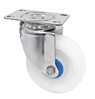 کار متوسط 304 استیل ضد زنگ Casters سفید PA Casters 150-200KG ظرفیت بار