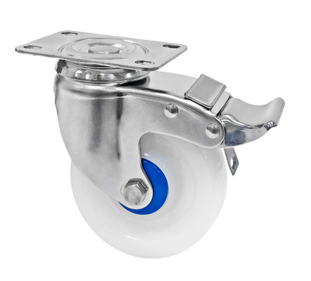 کار متوسط 304 استیل ضد زنگ Casters سفید PA Casters 150-200KG ظرفیت بار