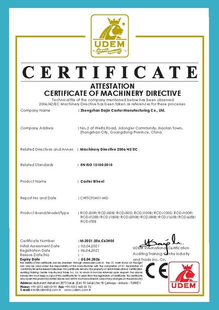 چین Zhongshan Xiaolan Elephant Casters Products Factory گواهینامه ها